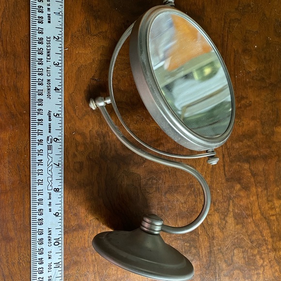 Vintage Tabletop Vanity Mirror magnifying 2 sided burnished chrome curved stand - Picture 2 of 2